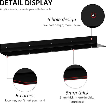 36 Inches Acrylic Long Wall Shelf Set of 2, Floating Shelf