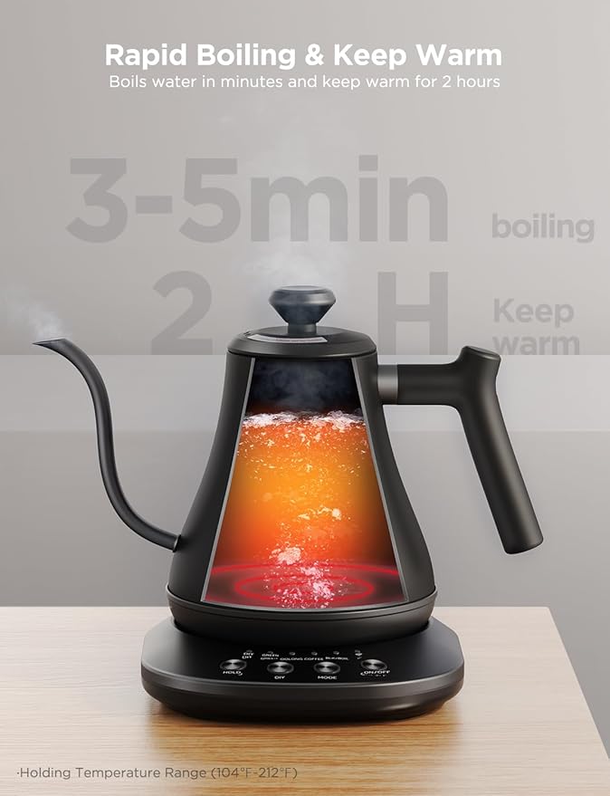 Govee Smart Electric Kettle, WiFi Variable Temperature Gooseneck Pour Over