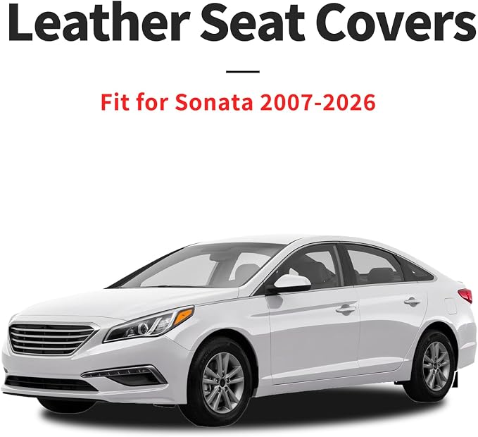 Fit Sonata Car Seat Covers for Hyundai Sonata 2009-2026 - Luxury Leather, Anti-Slip, All-Weather, Waterproof & Breathable, Airbag Compatible, 2 Front Seats Only (Beige)