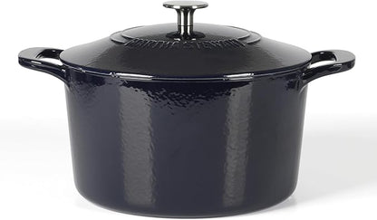 Martha Stewart Gatwick 7 QT Enamel Cast Iron Dutch Oven – Navy Blue, Heavy-Duty