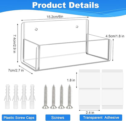 Acrylic Spice Rack Wall Mount-6 Inch, 2 Pack Hanging Seasoning Rack Organizer
