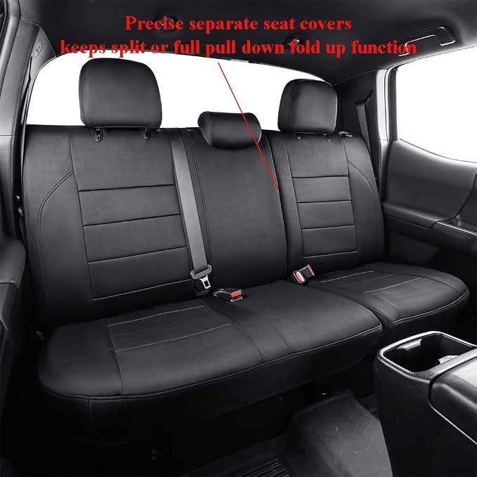 EKR Custom Fit Tacoma Neoprene Car Seat Covers for Toyota Tacoma 2016 2017 2018 2019 2020 2021 2022 2023 Double Cab/Crew Cab - Truck Seat Covers for Car Full Set,Neoprene (Black)