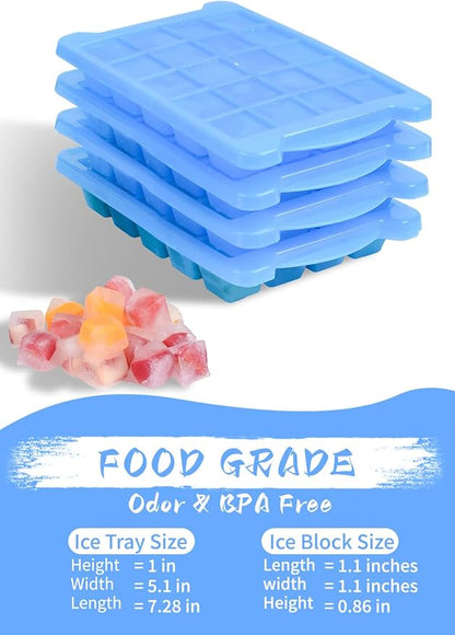 4 Pack Mini Ice Cube Trays for Freezer-Easy Release & Stackable | Small Ice