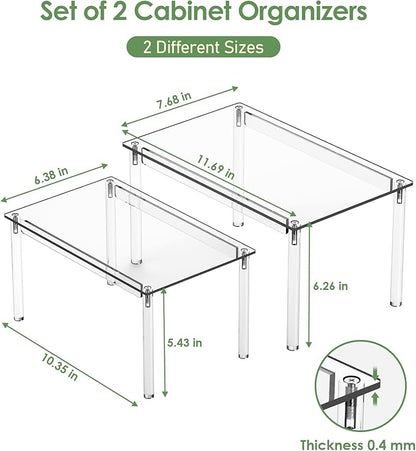 Delamu Clear Kitchen Cabinet Organizer, Stackable Cabinet Shelf
