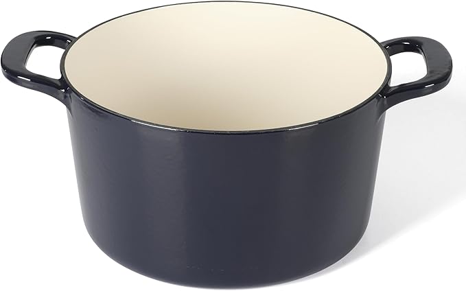 Martha Stewart Gatwick 7 QT Enamel Cast Iron Dutch Oven – Navy Blue, Heavy-Duty