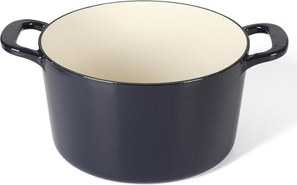 Martha Stewart Gatwick 7 QT Enamel Cast Iron Dutch Oven – Navy Blue, Heavy-Duty
