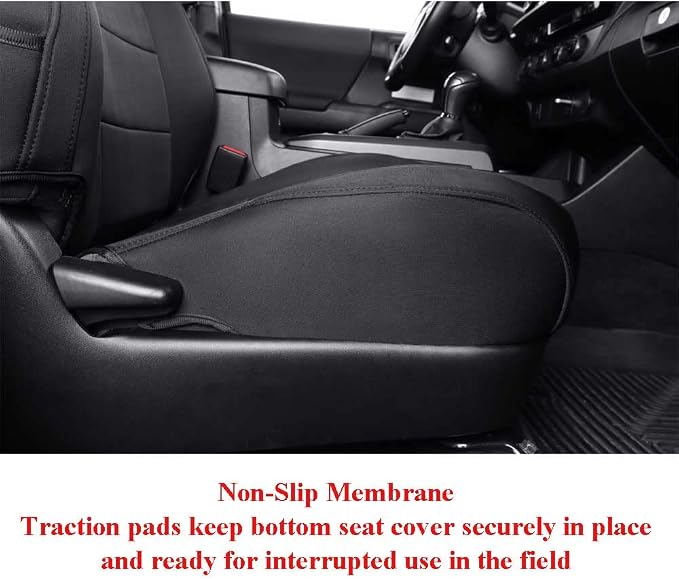 EKR Custom Fit Tacoma Neoprene Car Seat Covers for Toyota Tacoma 2016 2017 2018 2019 2020 2021 2022 2023 Double Cab/Crew Cab - Truck Seat Covers for Car Full Set,Neoprene (Black)