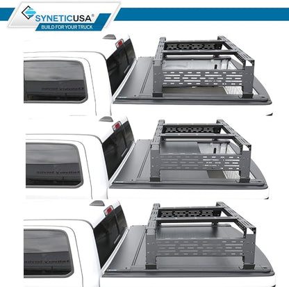 Syneticusa ER Power Retract Hard Tonneau Cover with R3 Rack Fits 2004-2026 Ford F-150 5.5' (67”) (incl. Raptor/Lightning) Truck Bed Overlanding Off Road Retractable