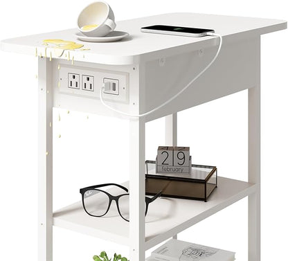 LIDYUK End Table with Charging Station, Nightstands Set of 2