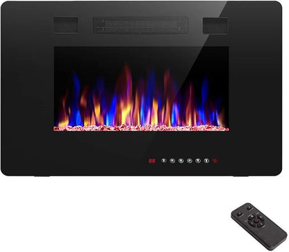 R.W.FLAME 30 inch Recessed and Wall Mounted Electric Fireplace, Low Noise