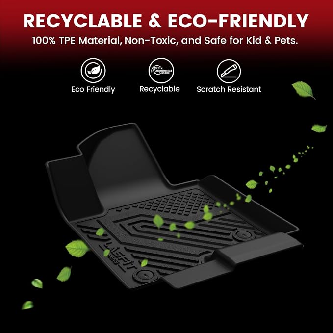 LASFIT Floor Mats for Honda Passport 2019-2025, All Weather TPE Custom Fit Car Floor Liner, 1st & 2nd Row, Black