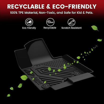 LASFIT Floor Mats for Hyundai Sonata Gas & Hybrid 2019 2018 2017 2016 2015 & KIA Optima 2016-2020, All Weather TPE Custom Fit Car Accessories Floor Liners 1st & 2nd Row Car Mats, Black