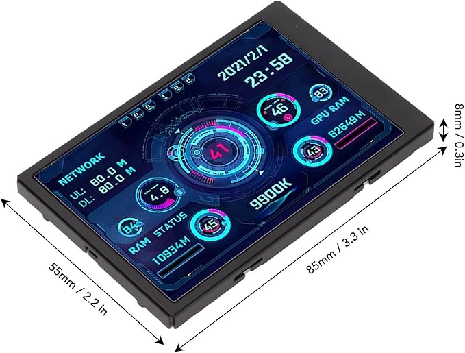 3.5in Computer Temp Monitor, PC Sensor Panel Display, PC CPU HDD Data Monitor