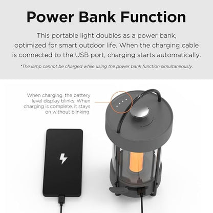 CLAYMORE Selene Lamp (Dark Gray) - Aesthetic Portable Outdoor Lamp, 4 Mood Lights, 6,700mAh Rechargeable, 660 Lumens, Waterproof. Halloween Decor, Camping, Glamping, Parties, Tents, and Backyards.