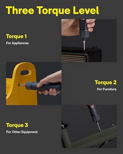 HOTO Electric Screwdriver Kit, Upgraded 1/4'' Hex 25 Bits, Magnetic Lid