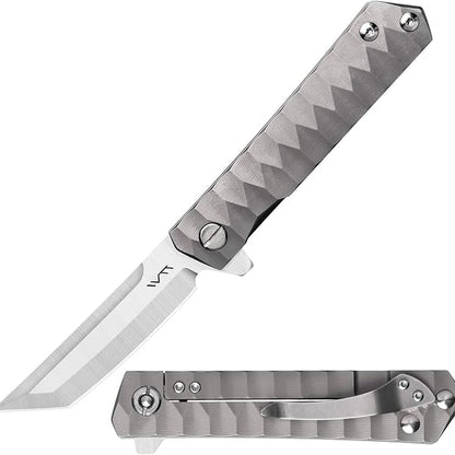 BGT 3.4 Inches Tanto Tactical Folding Knife TC4 Titanium Handle