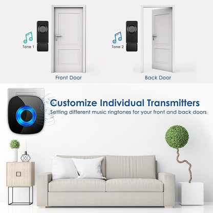 Wireless Doorbell for Home, Waterproof Door Chime Kit Operating at 1300-ft 58