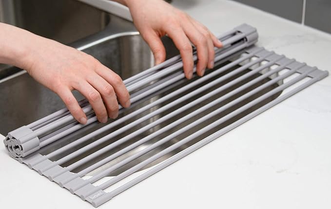 Surpahs 20.5 x 15.5 Inch Roll-Up Dish Drying Rack, Fits Across Sink Openings up