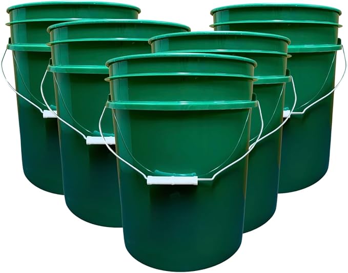 House Naturals 5 Gallon Premium HPDE Plastic Bucket - Made in USA Food Grade Storage Container, BPA Free All Purpose Pail (5, Dark Green)
