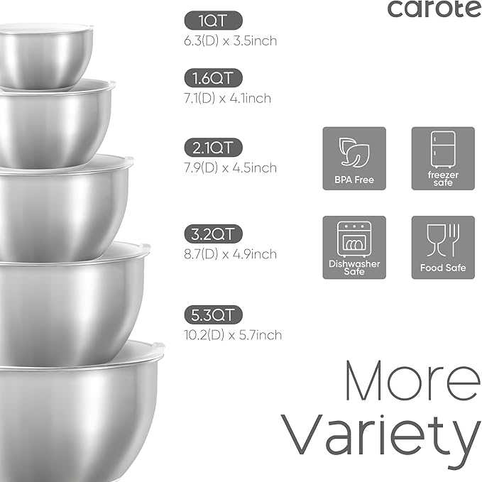 CAROTE Stainless Steel Mixing Bowls