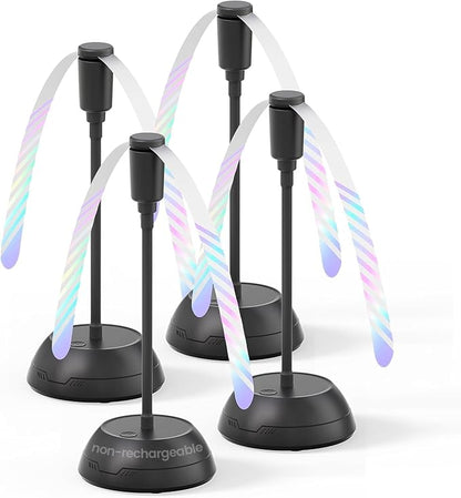 4Pack Food Fan for Table, AA Battery Powered, Portable Fan with Flexible Gooseneck and Soft Blades, Soundless Table Fan for BBQ, Picnic, Party, Patio (Non-rechargeable,Black)