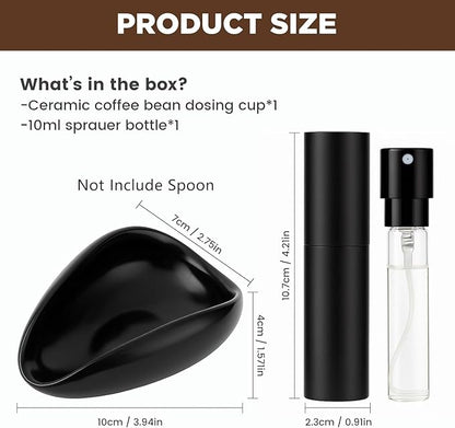 Ceramic Coffee Bean Dosing Cup + Sprayer Gift Set, Spoon Rest, Mini Coffee