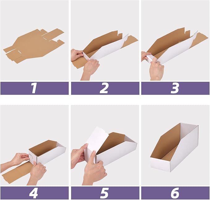 EXYGLO Cardboard Storage Bins 50 Pack, Corrugated Organizer Bins