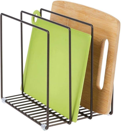 mDesign Steel Storage Tray Organizer Rack