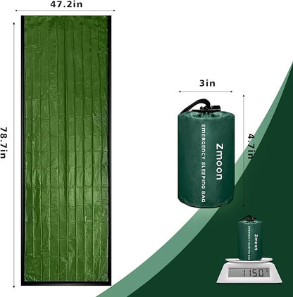Zmoon Emergency Sleeping Bag Survival Bag, Portable Waterproof Thermal Bivy Sacks,Bivvy Bags,Camping Mylar Sleeping Bag Survival Gear Emergency Blankets Survival Shelter