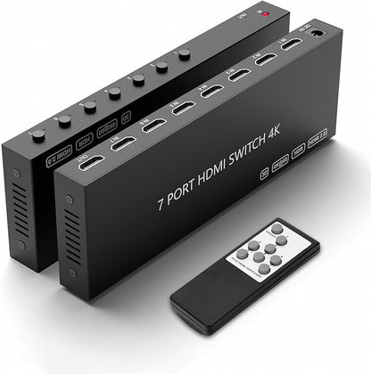 7 Way HDMI Switch 4k@60Hz HDMI Switcher 7 in 1 Out HDCP 2.0 Manual HDMI 2.0 Hub