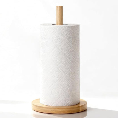 WORHE Bamboo Paper Towel Holder Countertop 1 Pack Thick Sturdy Base, Standing