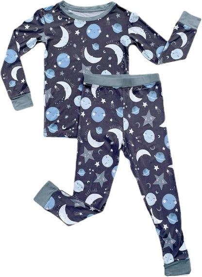 Little Sleepies Two-Piece Pajama Set for Boys & Girls, Soft Viscose from Bamboo Toddler Pajamas for Kids, Family Matching PJs