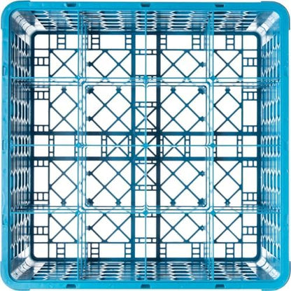 Carlisle FoodService Products Opticlean Glass Rack 16 Compartments with 4 Extenders for Kitchens and Restaurants, Plastic, 19.875 x 19.875 x 10.5 Inches, Carlisle Blue, (Pack of 2)