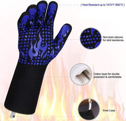 Comsmart BBQ Gloves, 1472F Heat Resistant Silicone Non-Slip Oven Mitts