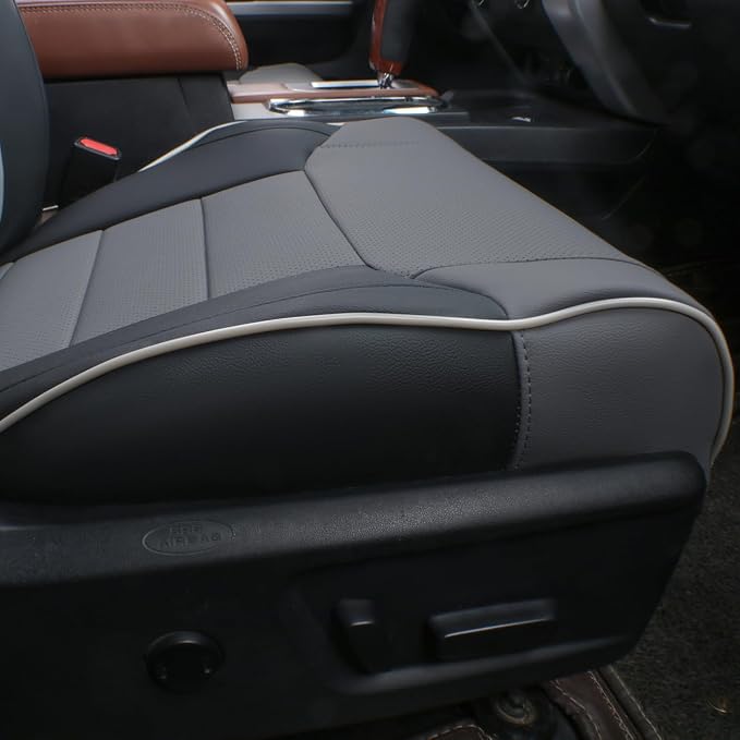 EKR Custom Fit Tacoma Rear Car Seat Covers for Toyota Tacoma 2016 2017 2018 2019 2020 2021 2022 2023 Access Cab - Second Row Only,Faux Leather(Black/Gray)