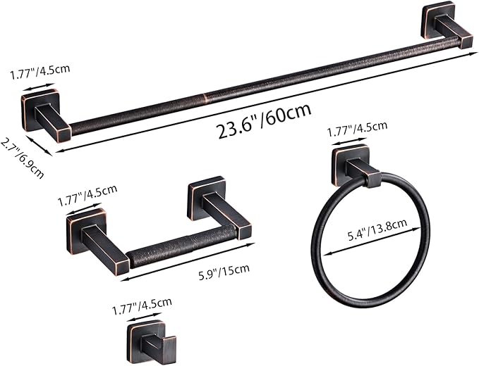 Bathroom Hardware Set 4 Pieces, Oil Rubbed Bronze Bathroom Accessories Set