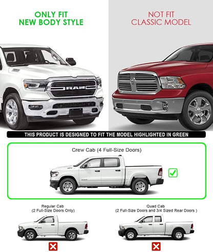 APS Stainless Steel Pocket Steps Running Boards Side Bars Compatible with Ram 1500 2019-2026 Crew Cab (Will Not Fit 2018 Previous Generation Build in 19-24)
