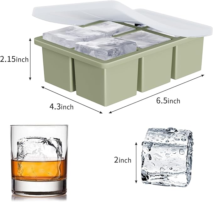 Large Ice Cube Tray for Whiskey: FDDBI Silicone Ice Cube Trays