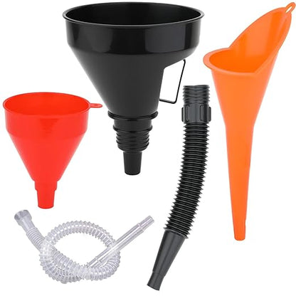 3 Pack Automotive Oil Funnel Set, Wide Mouth Fuel Funnels