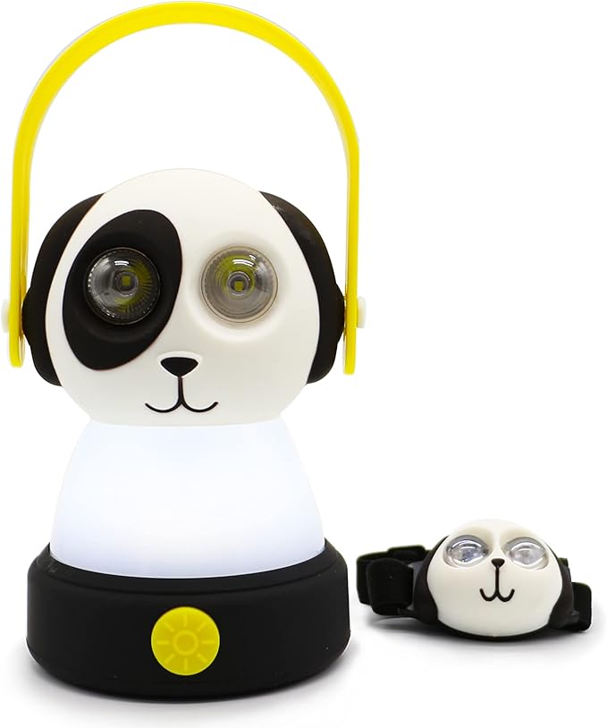 Outdoor Equipment LED Camping Lantern & Headlamp Set for Kids, FANT.LUX Battery Powered Night Light for Emergency, Hurricane, Lightweight Tent Lamp - Owl (Dog Set)