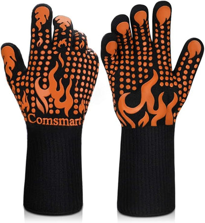 Comsmart BBQ Gloves, 1472 Degree F Heat Resistant Grilling Gloves Silicone