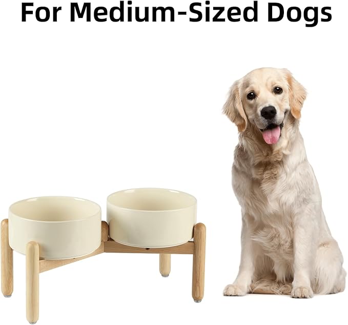 Ceramic 7.3inch Raised Double Bowls Set