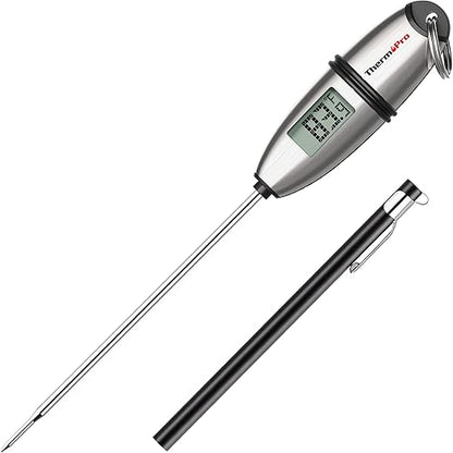 ThermoPro TP02S Digital Food Thermometer for Cooking Bread Baking Sourdough Liquids, Meat Thermometer Digital with Super Long Probe for Grill Kitchen BBQ Oil Milk Yogurt Candy Making Accessory