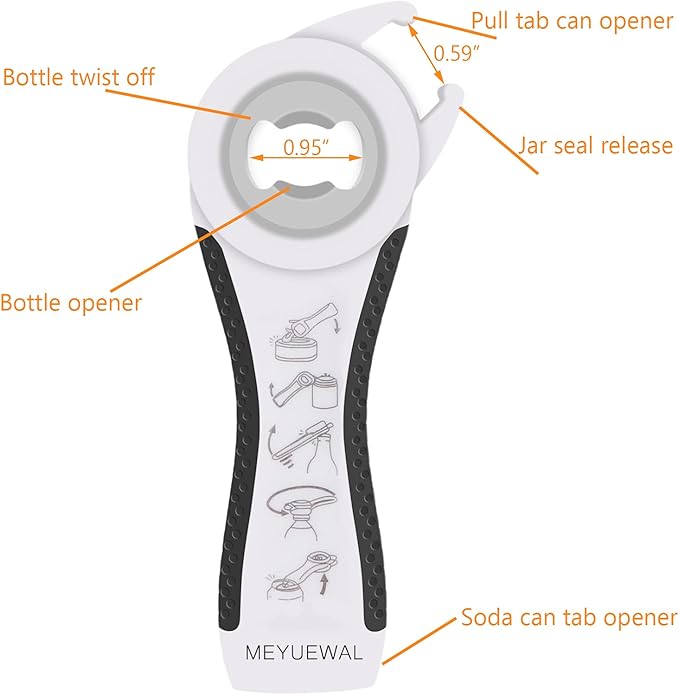Jar Opener Bottle Opener for Weak Hands, 5 in 1 Multi-Function Can Opener