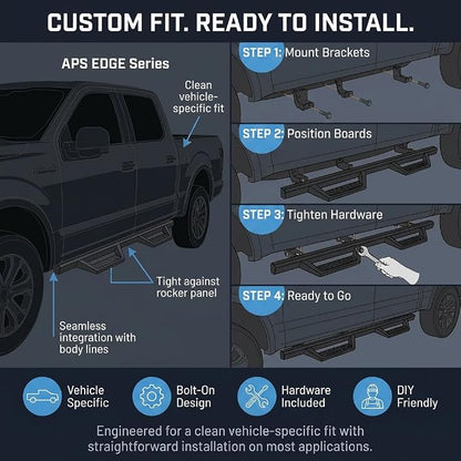 APS Edge Drop Step Running Boards for Silverado/Sierra Double Cab (3rd Gen)