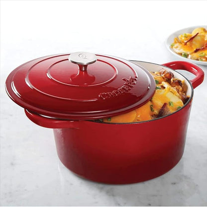 Crock-Pot Artisan 7-Quart Round Enameled Cast Iron Dutch Oven – Scarlet Red