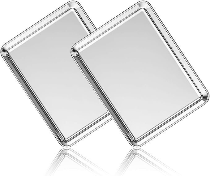 Stainless Steel Baking Sheet Set of 2, Deedro Cookie Sheet Metal Baking Pan