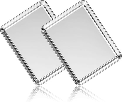 Stainless Steel Baking Sheet Set of 2, Deedro Cookie Sheet Metal Baking Pan
