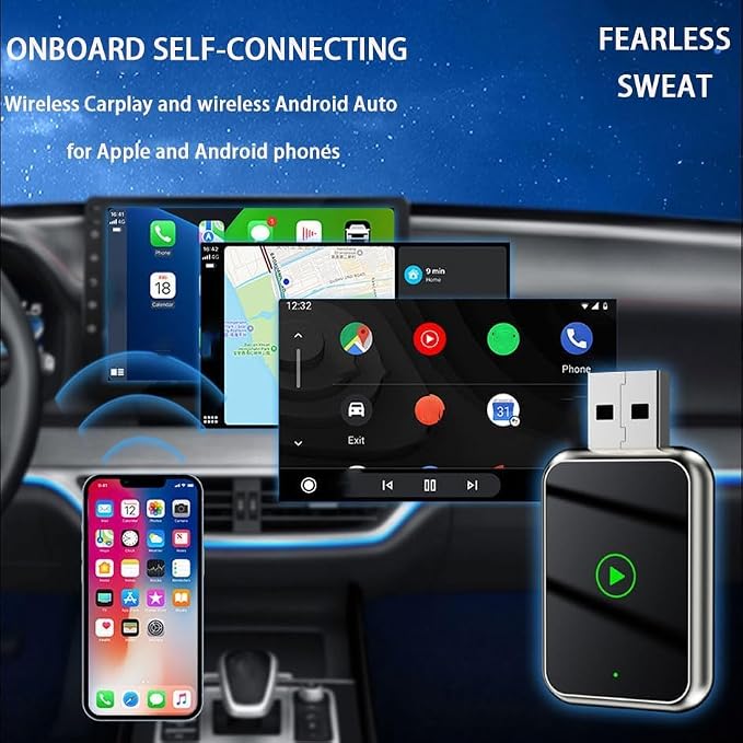 Wireless CarPlay Adapter 2-in-1 for Vauxhall Corsa 2016 2017 2018 2019 2020 2021 2022 2023 2024 2025, USB Design Plug and Play Bluetooth Fast Connection Car Accessories,B-Silver