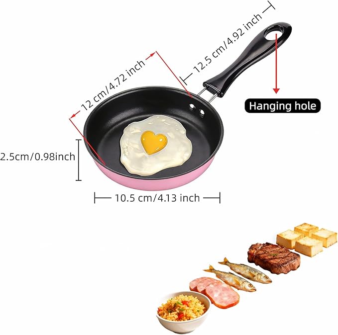 4.7 Inch Mini Frying Pan, Flat Bottom Design